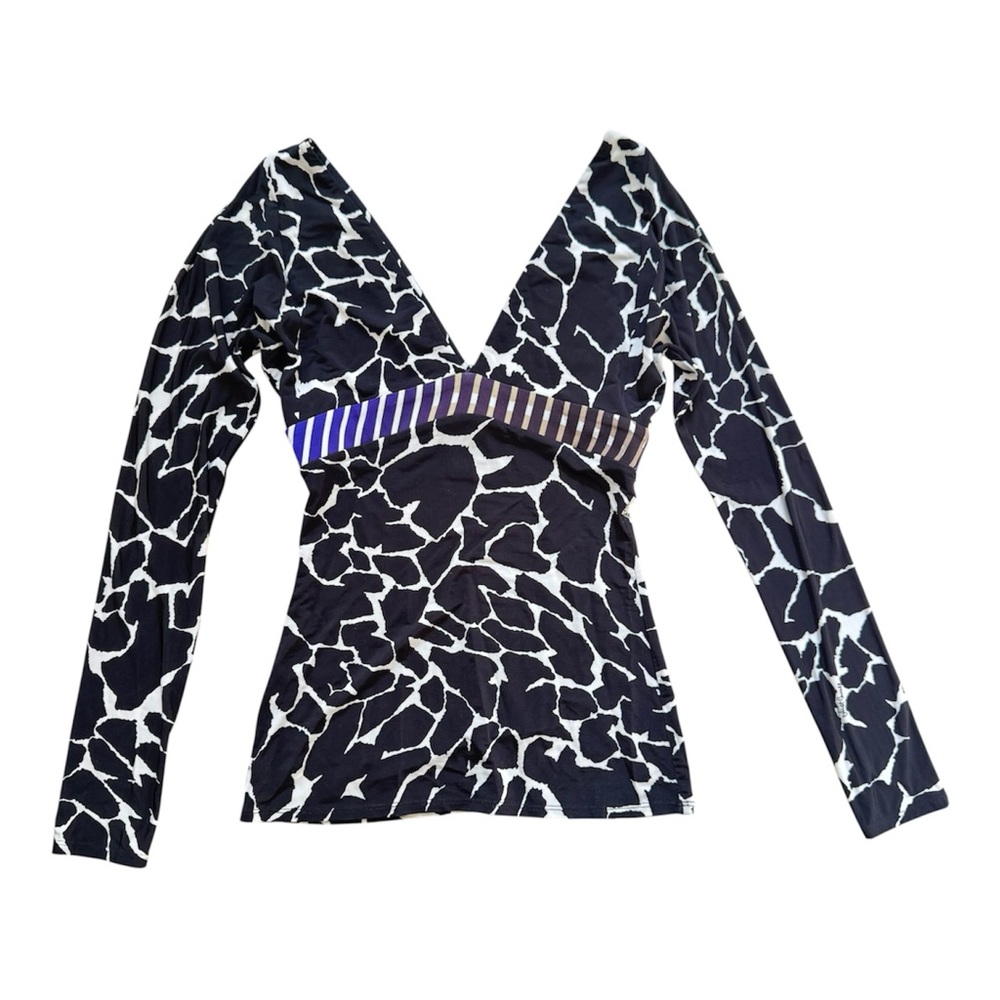 Roberto Cavalli black & white cow print long sleeve top